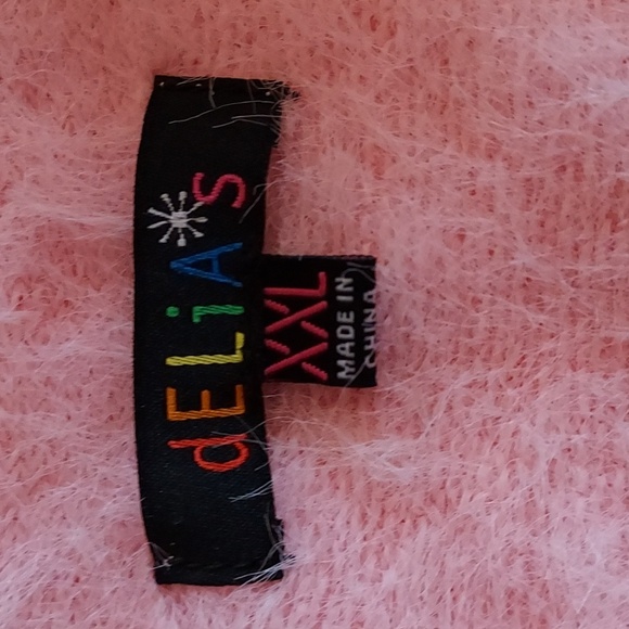 Dolls Kill dELiA*s Retro Kawaii Pink Red Fuzzy Heart Button Cropped Cardigan XXL - Picture 6 of 8
